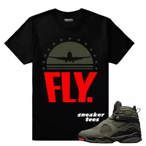 Match Jordan 8 Take Flight Fly Rare Air Black T-shirt