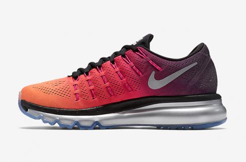Nike Air Max 2016 Pink Orange Black Silver Womens Running Shoes 810886-006