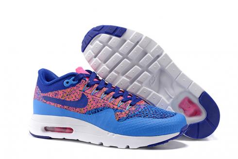 Nike Air Max 1 Ultra Flyknit WMNS Running Shoes Photo Blue Navy Pink Womens Sneakers Trainers 843387-400