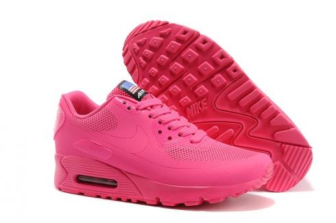 Nike Air Max 90 Hyperfuse QS Women Shoes All Fushia Red July 4TH Independence Day 613841-222
