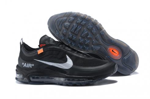 Nike Air Max 97 Men Running Shoes OFF Black Silver Orange