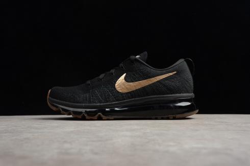 Nike Flyknit Air Max ID Black Gold Mens Running Shoes 845615-993