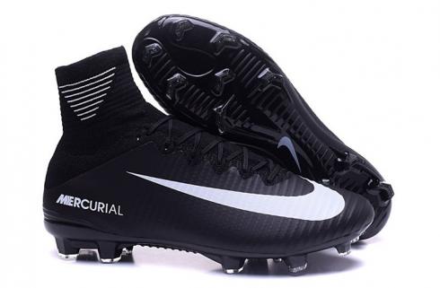 Nike Mercurial Superfly V FG ACC Kids Soccers Shoes All Black White