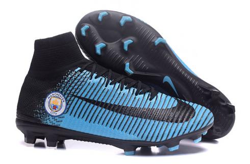 Nike Mercurial Superfly V FG Manchester City Soccers Shoes Blue Black