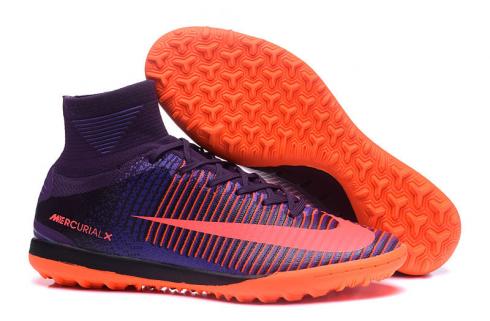 Nike Mercurial X Proximo II TF MD HighFootball Shoes Soccers Purple Dynasty Bright Citrus Hyper Grape