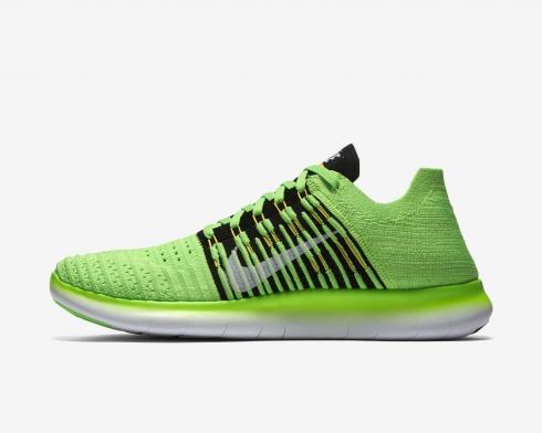 Nike Free Rn Flyknit Fluorescent Green White Black Running Shoes 831069-300