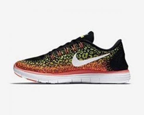 Wmns Nike Free RN Distance Black White Volt Hot Lava Running Shoes 827116-017