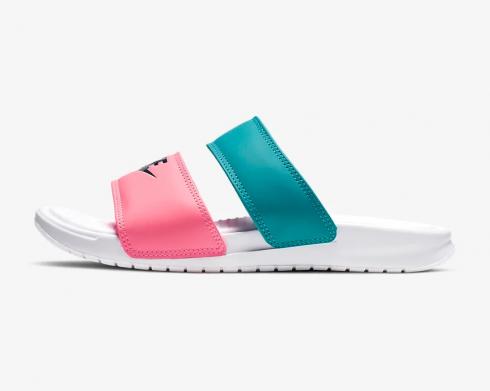 Wmns Nike Benassi Duo Ultra Slide White Blue Pink Womens Shoes 819717-105