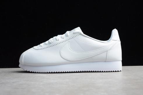 Nike CLASSIC CORTEZ Leather Casual Shoes All White 808471-102