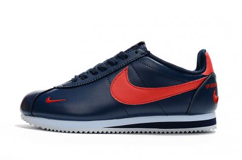 Nike Classic Cortez SE Prm Leather Midnight Navy Red Embroidery 807473-005