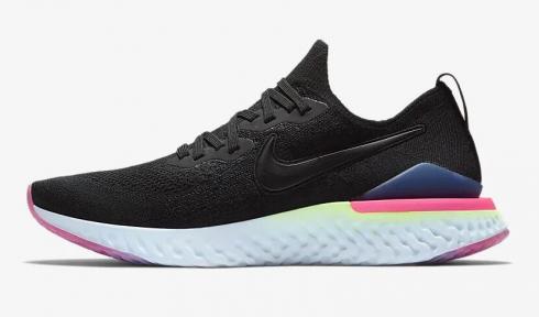 Nike Epic React Flyknit 2 Black Sapphire Lime Blast Black BQ8928-003