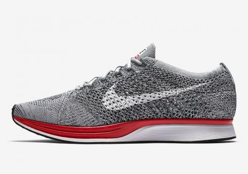 Nike Flyknit Racer No Parking Wolf Grey Team Red White 526628-013
