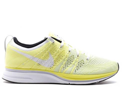 Nike Flyknit Trainer Pure White Platinum Electric Yellow 532984-710