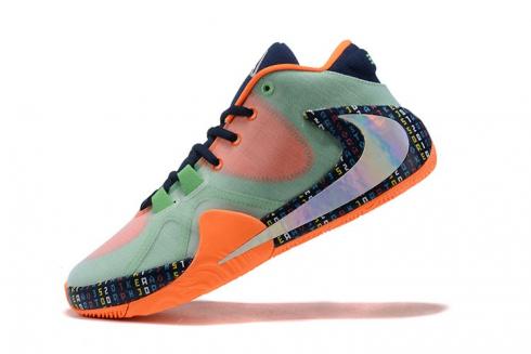 Nike Zoom Freak 1 Orange Green Laser Silver Multi Color Basketball Shoes BQ5422-503