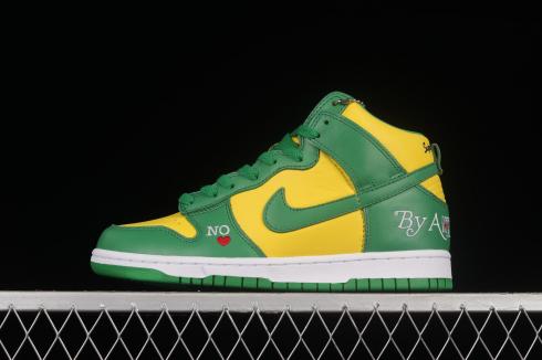 Supreme x Nike SB Dunk High Brazil By Any Means Yellow Green DN3741-700