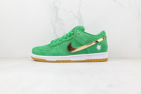 Nike SB Dunk Low St. Patrick's Day Green Metallic Gold White BQ6817-303