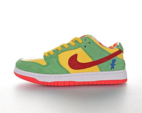Nike SB Dunk Low White Green Yellow Red Shoes CU1727-600