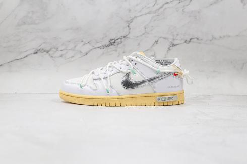 Off-White x Nike SB Dunk Low White Metallic Silver Yellow DM1602-127