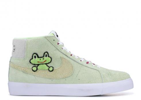 Nike Frog Skateboards X Blazer Mid Sb Qs Crimson Light White Liquid Lime AH6158-300