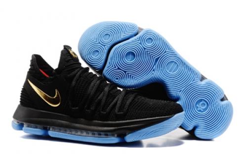 Nike Zoom KD X 10 Men Basketball Shoes Black Blue Gold New
