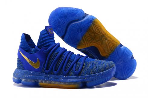 Nike Zoom KD X 10 Men Basketball Shoes Royal Blue Gold New