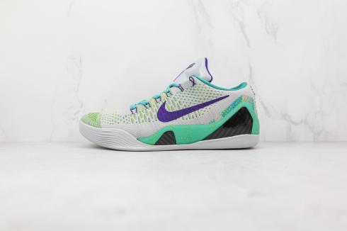 Nike Zoom Kobe 9 IX Grey Green Purple Shoes 630487-005
