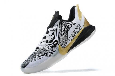 2020 Nike Kobe Mamba Fury BHM White Black Metallic Gold Kobe Bryant Basketball Shoes CK2087-900