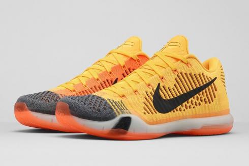 Nike Kobe 10 Elite Low - Rivalry Total Orange Black Laser Tumbled Grey 747212-818