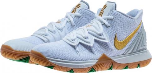 kyrie 5 gold and white