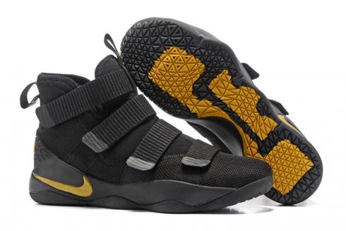 Nike Zoom LeBron Soldier XI 11 Black Yellow Men Basketball Shoes