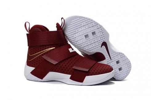 Nike Lebron Soldier 10 X Red Gold White Preschool Basketball Shoes Men Sneaker 845122-668