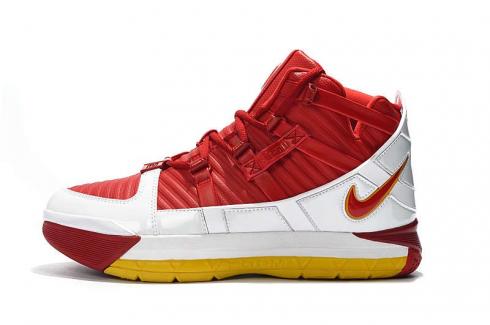 Nike Zoom Lebron III 3 Retro Fairfax PE White Red Yellow Basketball Shoes DH3925-100