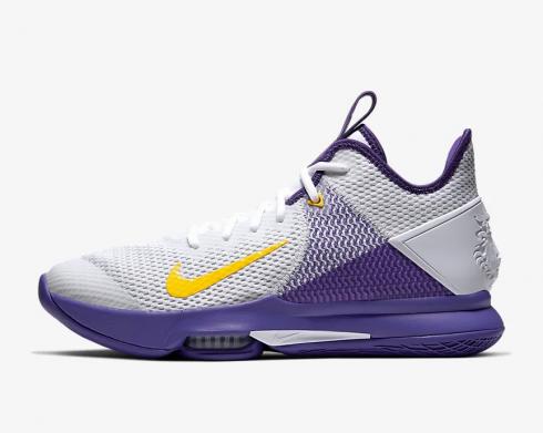 Nike Zoom LeBron Witness 4 Lakers White Voltage Purple Metallic Gold BV7427-100