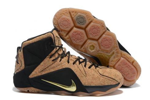 Nike Zoom Lebron XII 12 Men Basketball Shoes Deep Wheat Black Gold