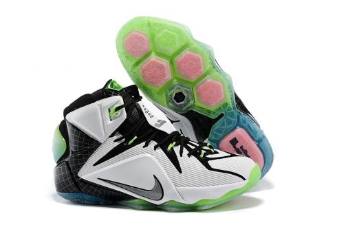 Nike Zoom Lebron XII 12 Men Basketball Shoes White Black Green