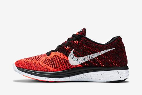 Nike Flyknit Lunar 3 Black Bright Crimson Mens Running Shoes 698181-006