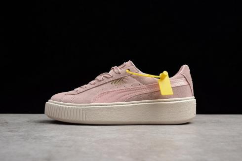 Most Popular PUMA Basket Suede Platform Pink White Womens Shoes 363559-05