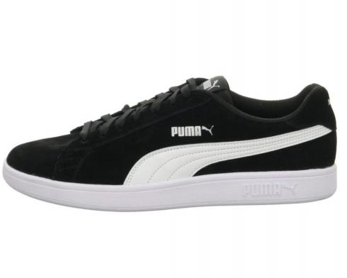 PUMA Smash V2 Black White Sliver Mens Sneakers Shoes 364989-01