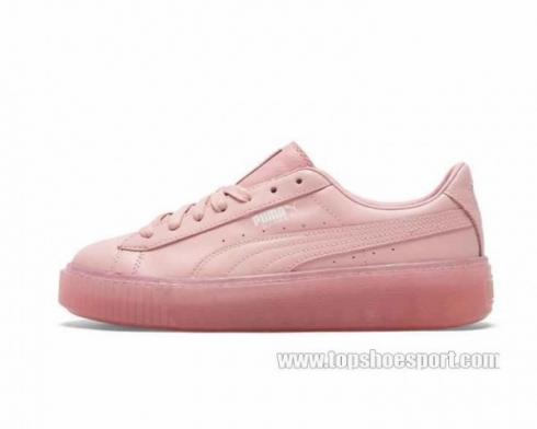 PUMA Suede Platform Gold Pink Womens Casual Shoes 364040-09