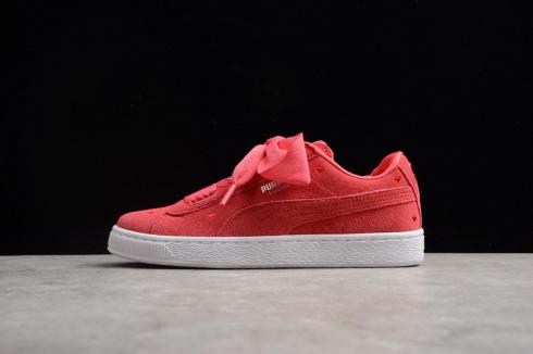 Puma Suede Heart Jr White Red Sneakers Kids Casual Shoes 365135-01