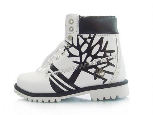 Mens White Black Timberland Custom Boots