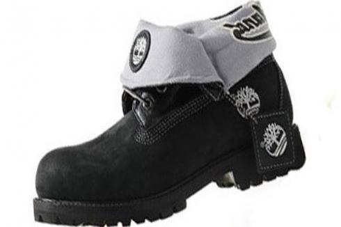 Timberland Roll Top Boots For Men Black White