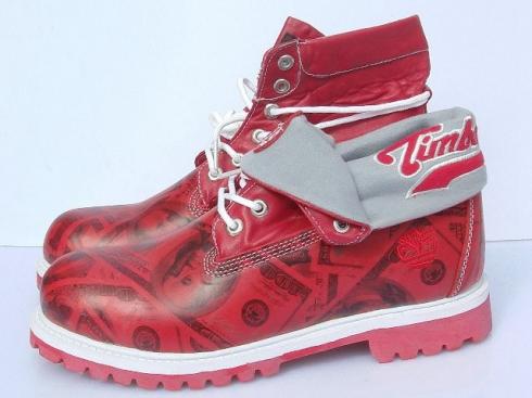 Timberland Womens Roll-top Boots Grey Red