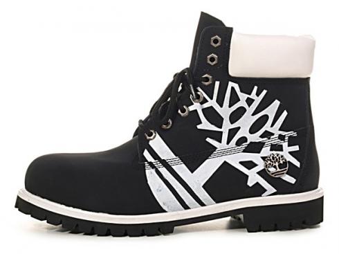 Womens Black White Timberland 6-inch Boots