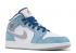 Air Jordan 1 Mid Se GS French Blue Steel Fire Light Grey White Red DR6235-401