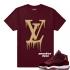 Match Jordan 11 Velvet GS LV Drip Maroon T-shirt
