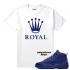 Match Jordan 12 Blue Suede Royal White T-shirt