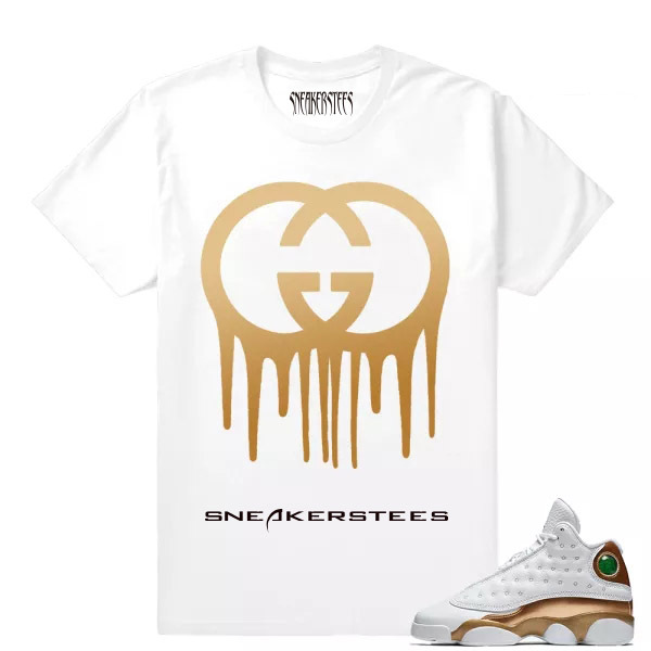 Match Air Jordan 13 DMP Gucci Drip White T shirt - Febshoe